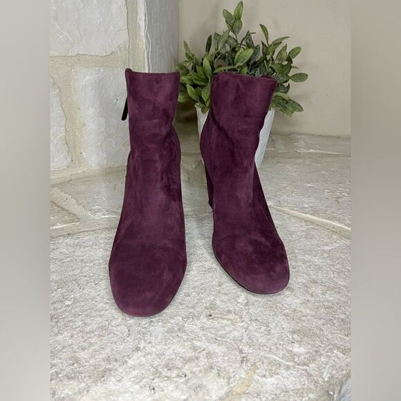 1.State burgundy suede side zip booties sz 7.5 - Picture 2 of 10